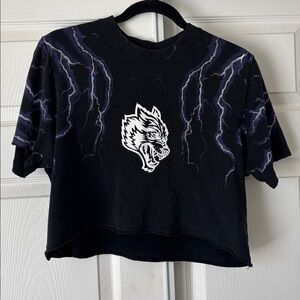 Darc Sport Wolves Lightning Valhalla Cropped Tee Small Graphic Streetwear Goth